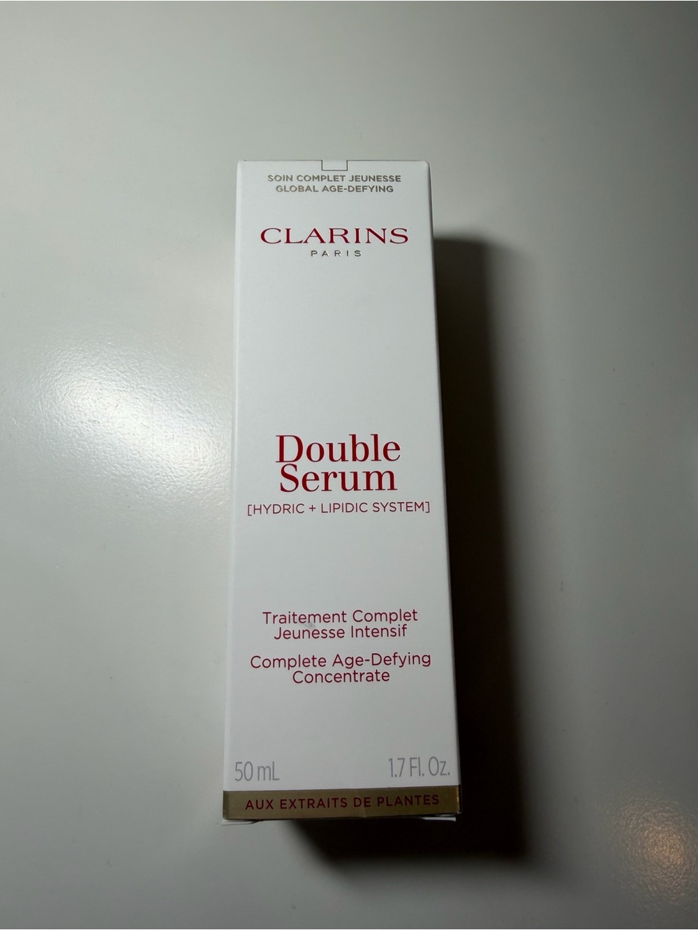 Clarins Double Serum Box - White with Gold Accents
